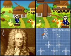 You must Isaac Newton discover gravity. To do that you have to draw lines to guide the apple to Newton's head. Use Mouse to draw lines with pencil. Line length is limited, so use your chalk wisely. Press Space or Play button when you're ready to test your idea.
