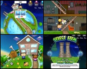 Your mission is to manage your world. Control your character, keep him happy, go to work to earn money and spend it to upgrade your own world. Build various energy generation stations like wind farms or solar batteries. Use Mouse to play this game and follow game instructions.