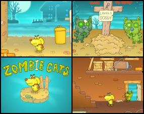 You must help little yellow dog to save his city from attacking zombie cats. Use Mouse to search and click on different objects and locations to solve all puzzles, survive and pass the scene.