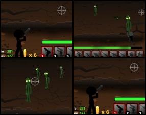 Another shooting game where all you have to do is defend yourself from attacking zombies. At the beginning you're shooting alone, but as game progresses you'll be able to hire team mates. Use Mouse to aim and fire. Press R to reload.