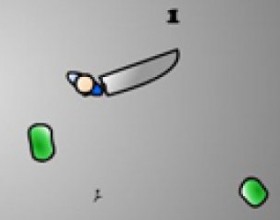 Amorphous - Go around chopping things with your big knife. Slice the green globbles and stay alive without letting them touch you. To attack, click the left mouse button. The character will always attack facing the cursor’s current location. The X key will quit the current game and return to the main menu.