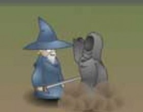 Angry old wizard - You are an angry and very old wizard, that has to fight against dark forces, ghosts, etc. Use arrow keys to move, S - to fight, A - to attack. Collect the pills to stay healthy and alive for longer time. Beware of opponent's attacks.