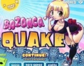 Bazonga Quake - Your goal is to control a weird girl - after she's step everything falls, and collect 3 bras to pass the level. Use Up arrow to jump, Down arrow to slide and attack enemies. Also collect hearts to get extra lives.