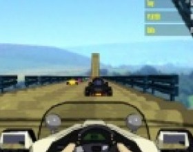Coaster Racer - Drive your car through roller-coaster tracks, beat all 16 opponents and finish in the qualifying position to unlock the next track. Use earned money to upgrade your car. Use Arrows to move your car. Use N or X for the nitro. Hold M or P to do freestyle to multiply your score.