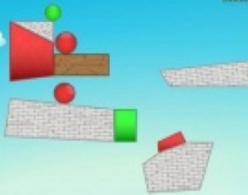 Colliderix - Your task is very simple - make the green and red shapes collide with other shapes with the same color. Look for the right timing to remove the wooden blocks to get all balls in motion. Use mouse to click on the wooden blocks.
