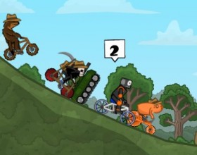 CycloManiacs Epic - Another episode from Cyclo Maniacs series. Select and upgrade your crazy driver and race through different terrains around the world. Perform stunts to collect extra points, collect stars in the air. After each race use earned money to buy upgrades. Use Arrows to control your bike. Press Space to jump.