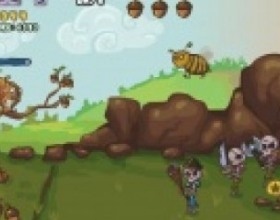 Defend Your Nuts - You have to protect your nuts. Help little squirrel to fight against hordes of evil monsters. Earn points by killing enemies. Use them to upgrade your weapons. Aim in the head to get maximal damage to monsters. Use Mouse to aim, set power and shoot. Use 1-4 numbers to switch weapons.