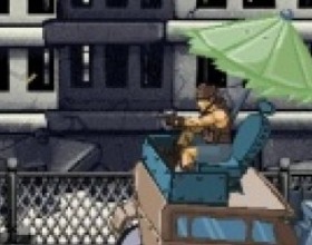 Delivery Man - Your task is to shoot down all bikers, robots and other enemies by sitting on armoured truck's roof. Earn money and buy new weapons like pistols, shotguns, uzis, rifles and rockets. Upgrade your truck, too. Use Mouse to aim and fire.
