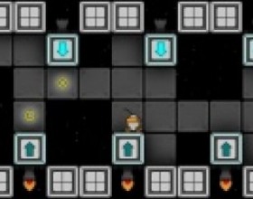 GraviStation - Your task is to walk around, shoot the gravity changing buttons and reach the exit portal in every level. Use Arrows to move your robot, Space to shoot and change gravity and rotate the screen. Don't fall off the edges.