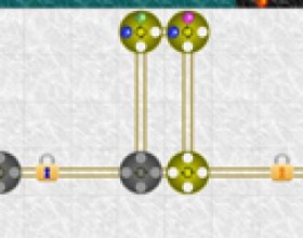 Gudeballs - Your goal in this game is to group 4 balls of the same color and explode a plate. Explode all plates in a level to pass it. Use mouse to click on the plates to turn them around and click on the balls to throw them onto the rails. The balls may go over one another within the rails.