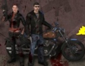 Killing Road - Take your bike and race through hordes of zombies. Your task is to kill all of them. Earn upgrades for your bike and weapons. Use arrow keys to control your bike. Use Mouse to aim and shoot.