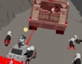 Madness Ambulation - Your task is to control your vehicle and shoot all enemies to complete all 10 levels. Sometimes biker enemies will jump on your car. When they do so you must shake them off. Avoid obstacles on your way. Use Mouse to control your van, aim and fire.
