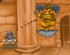 Not In My Dungeon - You play as an angry bull. Your task is to eliminate all enemies who are trying to invade your dungeon. To pass the level you have to throw different types of rocks at them. Aim and throw with your mouse.