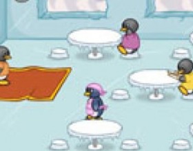 Penguin diner - Веселая игра-симулятор. Займись кормежкой пингвинов на айсберге, ведь ты работаешь в сфере питания. Твоя задача - получить заказ, принести его, взять  чаевые и убрать со стола. Успей все вовремя, чтобы пройти уровень. Опасайся гневных посетителей. Управление мышкой.