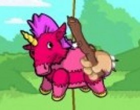 Pinata Hunter 2 - You have to kick and punch a pink unicorn pinata with anything you have and collect candies that are falling out of it. Then sell your candies and buy even better weapons and boxes to collect more candies. Just move your mouse in various directions to punch pinata.