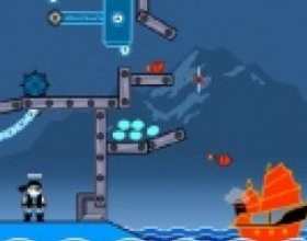 Pirates vs Ninjas - Your task is to shoot bombs, hit the treasure and hurt pirates or ninjas in every stage. Be aware and don't hurt your ship. Also you can select your side and play as Pirate or Ninja all 30 levels. Use Mouse to aim and shoot.