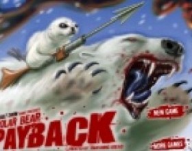 Polar Bear Payback - Your mission is to stop global warming. Give a good lesson to humans for polluting the Earth with toxic waste and their horrible attitude against animals. Use Arrows to move the bear. Press A to attack, S to bite and suck skulls out to get health points. Press Arrows Left and Right twice to run.