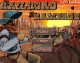 Railroad Rampage - Твоя задача - бороться против ворюг, которые захватили поезд. Как шериф этого города, задержи бандитов и освободи поезд. Используй клавиши W A S D, чтобы передвигаться и прыгать. Используй мышку, чтобы целиться и бить. Жми пробел, чтобы перезаряжаться.