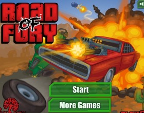Road of Fury - Take your vehicle and kill never ending waves of enemies that are trying to stop you. You can equip your car with various weapons. After each ride you'll earn money. Spend it on upgrades. Use Mouse to aim and fire.