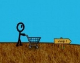 Shopping Cart Hero 3 Online - Shopping cart hero continue his adventures. As previously your task is to run down from the hill and fly with your stick dude in the shopping cart as far as you can. Earn money and buy cool upgrades. Use Arrow keys to control the game.
