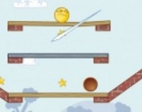 Splitter Pals - Your task is to cut wooden objects to guide yellow smiley face through whole level to collect stars and reach the exit. Collect as much stars as you can to unlock new levels. Use your mouse to draw lines and split the objects.