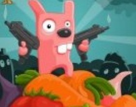 Stop GMO - Help pink rabbit to fight against monster vegetables. He used toxics to make his favourite carrot grow bigger, but it looks like this effect took all other vegetables. Use Arrow keys to move. Press Space to attack. Use Down arrow to pick up things.