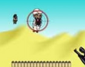 The jet pack escaper caper - World’s Number One Terrorist Osama Bin Laden managed to escape from jail with a help of a military betrayer. Both of them glue away on rocket bags. Shoot both of them from your sniper’s gun. Press Reload if you have run out of cartridge.