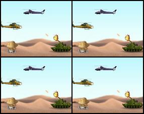 You're in an Army Copter. Your mission is to neutralize as many enemy units as you can. Blow the other helicopters, tanks and other enemies away. Use arrows for movement and SPACE for shootin'. Do not forget to pick different bonuses dropped by parachutes, as they are very helpful!