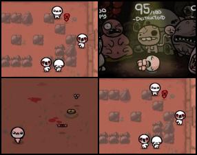 You're at the basement, your task is to help Isaac to find the exit. Survive as long as possible, kill all attacking monsters in the dark. Use W A S D to move. Click to attack in the same direction. Press E to plant a bomb, press Space to use item.