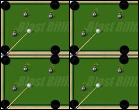 Position the angle of the cue by placing your mouse next to the ball you’re aiming for. Hold down your left mouse button while watching the power bar. Release the button to shoot! Be careful – sink the cue ball, or hit the dynamite and the game is over! Clear the table each time to reach the next level. There are a total of 10 levels!
