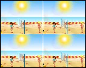 Zwei sexy Girls spielen Beachball am Strand – eine Blondine und eine Brünette. Bewegungen mit dem Cursor machen und Ball werfen mit Space. Die Pfeiltaste nach oben gedrückt halten, um höher zu springen.
