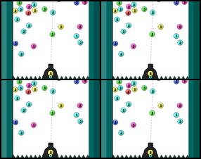 Your task in this very simple game is to knock together bubbles of the same color to pop them. Don't let any bubbles touch the spikes at the bottom of the screen. Try to keep as few bubbles on the screen as possible. Use mouse to aim and fire bubbles.