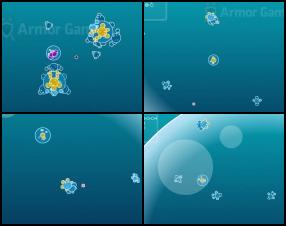 You're in the bubble tank and your task is to fly around, fight against other bubbles to grow stronger. Collect bubbles one by one to reach the required limit for level up and grow bigger. Use W A S D to move. Use Mouse to aim and shoot.