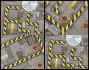 Your task is to rotate the whole construction to get the grenade to the exit point. Avoid various obstacles like spikes, fire and other dangerous things. Go through green lights to save your progress. Use Arrows to rotate the screen.