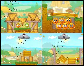 Mission of saving orange balls continues. As previously your aim is to protect smiling fruits from the deadly rain. Use mouse to place all objects on the screen and wait what will happen. If your construction is correct - the level will be passed.