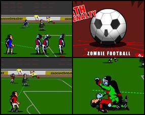 Your task is to kill all attacking zombies by kicking the balls at them to stay alive. Use mouse to move left and right and aim up and down. Click to shoot. Hit near the dotted line for best shots. Get head shots for bonuses and full body explosions.