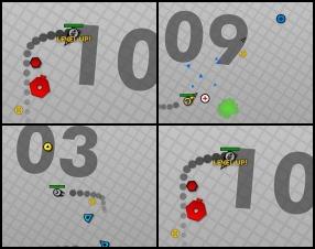 Your aim is to destroy all enemies before they destroy you. Fight against 50 waves of enemies. Control your robot tank, upgrade it, use various power-ups to destroy everyone who gets in your way. Use W A S D to move. Use Mouse to aim and shoot. With numbers 1-3 use power ups.