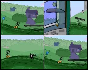 As I understand this is not full game of Fancy Pants 3. As previously our hero is running around avoiding spiders and other enemies. You can run and jump around, run on the walls and swim. Use Arrows to move around. Use Up arrow to open the door. Press S to jump.