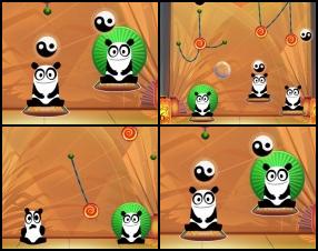 Your aim is to feed all pandas with candies to pass the level. Use Mouse to cut the ropes and make candies fall into the panda mouth. Collect Black & White balls to earn extra points.