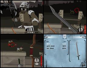 You are in medieval world and your task is to fight evil forces and kill them using your various bows and arrows and protect your people and city. Switch weapon to sword, if enemy climb your castle. Click and hold to charge your shoot, release to shoot. Press Space to protect yourself with your shield while you're using the sword.