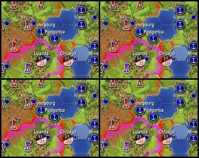 On turns based game. Your aim is to defend your capital city and try to conquer enemy capitals. Choose your country by clicking on one of four capital cities placed on the map. You have up to 5 moves per turn, but you can move any army only once per turn. If you lose your own capital the game is over. Use mouse to control the game.
