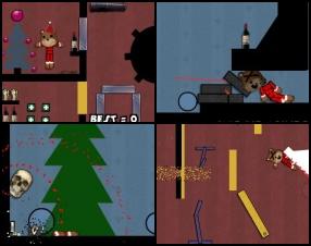 Santa gave you not that what you wanted this year. So it's time to take your revenge and beat the crap out him. Drag the rag doll Santa through each level and try to cause as much damage as possible. Use Mouse to drag objects around the screen. Press Space to jump.