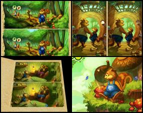Welcome to Irutia - the world of fables. Follow little squirrel's adventure by finding the differences between pictures and help him to collect the bonus item to unfold the hidden level. Use Mouse to click on the differences.