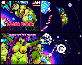 In this game you'll not see sex or something close to that. But you'll have to use your laser cannon to brake the ice in the open space and some curvy monster girls will also fly around the orbitals as you progress the game and upgrade your inventory. Funny 15-20 minute relaxing game.