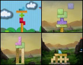Your task is to reach required high by stacking available blocks in order to build a tower and hold its balance. Pick up the blocks using your mouse and place them at the right positions. Use A and D to rotate the block.