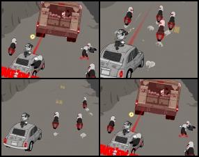 Your task is to control your vehicle and shoot all enemies to complete all 10 levels. Sometimes biker enemies will jump on your car. When they do so you must shake them off. Avoid obstacles on your way. Use Mouse to control your van, aim and fire.
