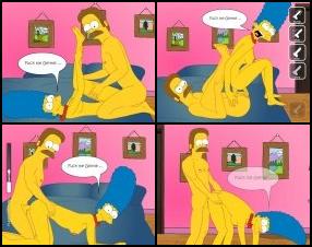 This is a set of 4 sex scenes with Simpsons characters. Enjoy this simpsons sex game where Ned Flanders is having sex with his neighbour Homer Simpson's wife Marge. Watch how they are having sex in different positions.
