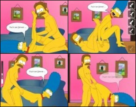 This is a set of 4 sex scenes with Simpsons characters. Enjoy this simpsons sex game where Ned Flanders is having sex with his neighbour Homer Simpson's wife Marge. Watch how they are having sex in different positions.