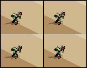 Press arrow keys to accelerate, brake or perform simple tricks. Hold SPACE and arrow keys to perform advanced tricks in the air. Hold SPACE when approaching a ramp to charge for backflip, release near to the top of ramp to flip. Multiply your score by linking tricks. Spend the points to upgrade your motocycle.