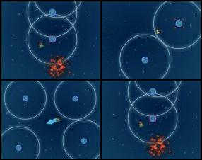 A lots of physics and balance control in this game. Your task is to launch your spaceship from one orbit to another, then explode it and navigate to the next orbit. Do it fast because you can not spend too much time on one planet. Press Space to start the game. Click to release your spaceship.